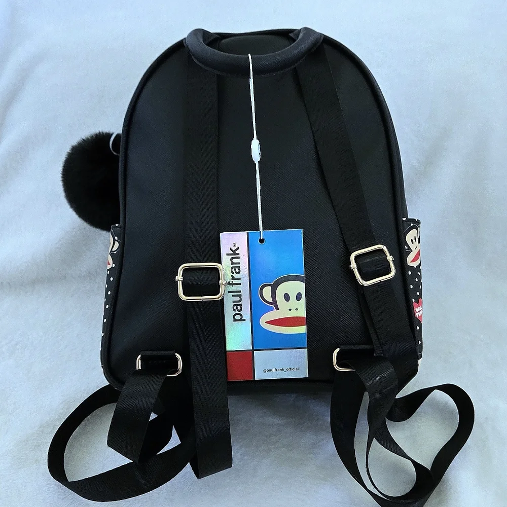 Paul Frank🐵 Backpack🎒 with Furry Pompom Bag Charm - NWT